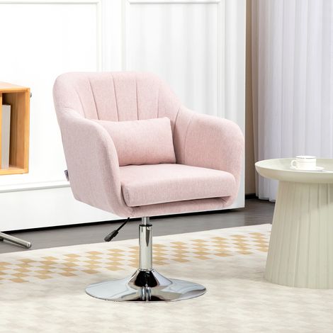 Lounge-Sessel mit Lendenkissen, höhenverstellbar, 360° drehbar und rosafarbenem Metallfuß