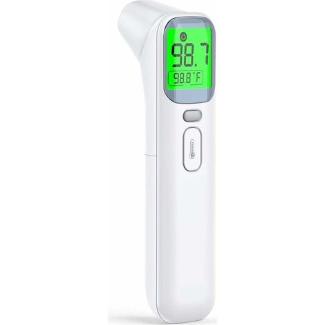 Stirn- und Ohrthermometer, berührungsloses Infrarot-Thermometer für Kinder und Erwachsene, 4-in-1-Medizinthermometer mit Fieberalarm, Speicherfunktion, digitales Thermometer, einteilig, weiß, Fonepro