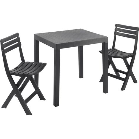 Progarden Balkonmöbel-Set Club anthrazit 3-teilig polypropylen Balkon Set (1/2)