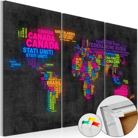 Tableau en Liège "Carte du Monde - Mappa Del Mondo" 40 x 60 cm (1/2)