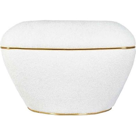 Tabouret Carré Déco "Contessa" 60cm Blanc & Or (1/5)
