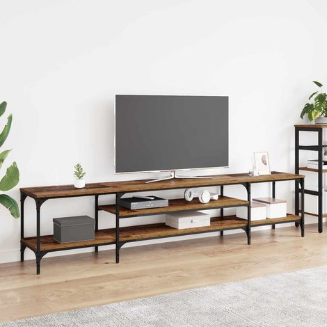 Meuble TV Banc TV Armoire TV Bois Ancien 201 x 35 x 45 cm Bois d'ingénierie et fer (1/4)