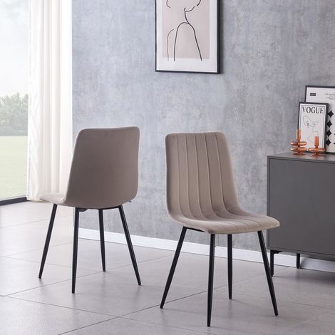 Chaise rembourrée IRIS en velours beige foncé (1/5)