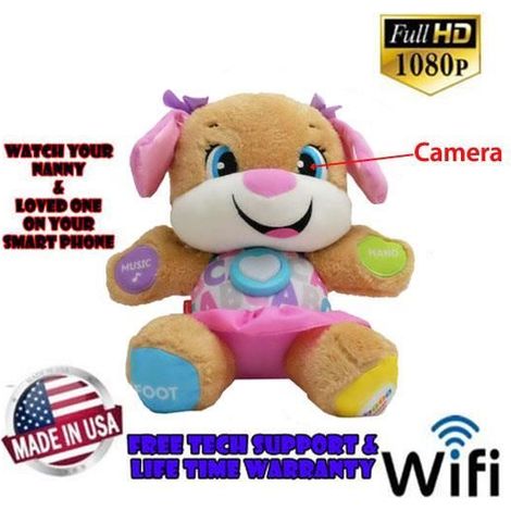 Chien en Peluche caméra cachée Ultra HD 4K WiFi 32 GO Longue autonomie avec détection de Mouvement Caméra Espion DVR