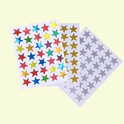 30 feuilles d'autocollants étoiles dorés et argentés, autocollants colorés en forme d'étoiles (1/2)