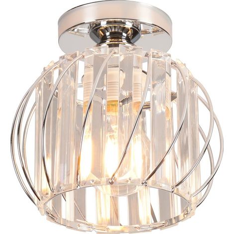 Plafonnier En Verre Lampe De Plafond En Cristal Lustre Moderne Argent Plafonnier Créatif E27 Pour Couloir Bureau Cuisine Balcon Salon (1/5)