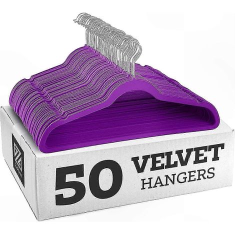 Cintres en velours antidérapants - Lot de 10, design gainé, protection des vêtements, usage dressing. (1/4)