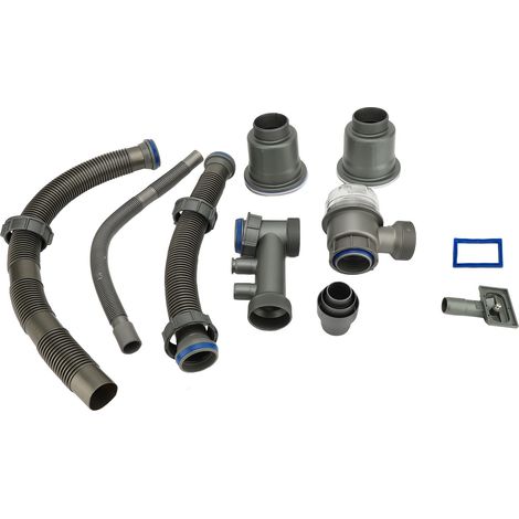 Kit de Drainage pour Évier Double Étanche et Anti-Odeurs, Résistant aux Températures (212°F/100°C), en PP et Métal, avec 2 Filtres, 1 Tuyau de Trop-Plein et Joints Silicone pour Installation Facile (1/5)
