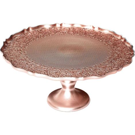 Plateau de Présentation en verre motif ethnique teinte cuivre (Ø32 cm)