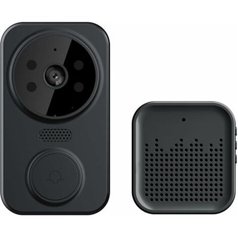 Sonnette vidéo intelligente, Sonnette visuelle sans fil à distance, Sonnette d'interphone de caméra WiFi, Sonnette de sécurité de détection de mouvement,Noir