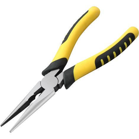 Pince à bec long de 8 pouces, pince coupante de précision en acier robuste avec coupe-fil, poignée ergonomique antidérapante — Idéale pour la maison, la pêche, la bijouterie et les loisirs créatifs.