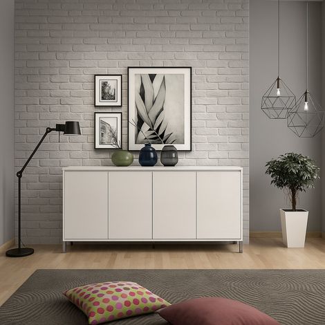 Filomena Anrichte, 2-Regal Kommode, 40x184x90h cm Weiß (1/3)