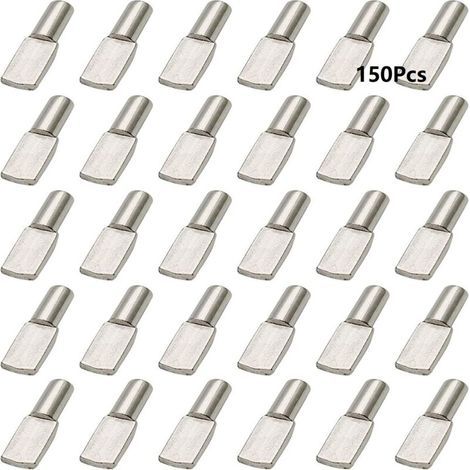 150 pcs Support Etagere, Taquet Etagere 5mm, Cheville de Support Goupille Etagere en Métal Nickelé Plaqué Forme de Cuillère, Étagère Broches pour Meubles Placard Bibliothèque (1/5)