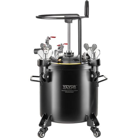 Réservoir de Peinture sous Pression 20 L, Pot de Pression de Peinture Pression Réglable 70 psi, Système de Pulvérisation de Peinture en Acier, avec Roulettes, pour Décoration Intérieure (1/5)
