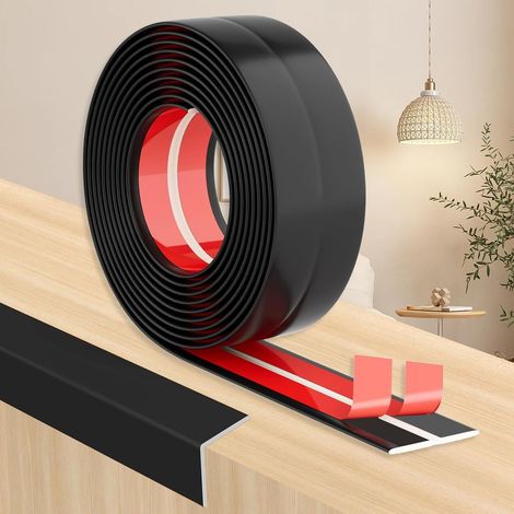 Baguette d'angle PVC Moulure Adhesive, Corniere Moulure Plafond Protection Angle Mur (noir, 6cm x 4m) (1/5)