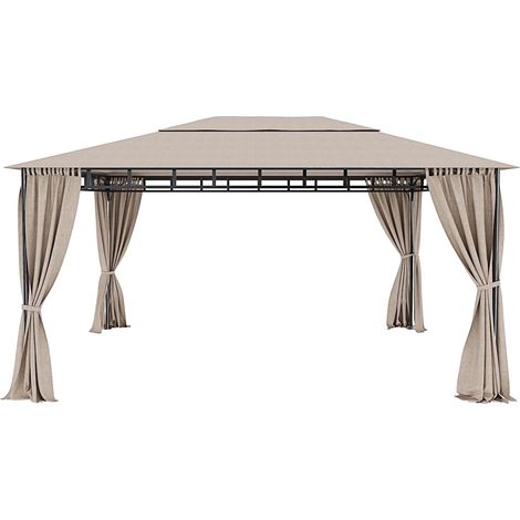 Gazebo Da Giardino 3 x 4 M Con Tende Laterali Richiudibili Struttura In Acciaio Bianco Robusto Copertura Impermeabile 180 g/m² Con 4 Teli Laterali Esterno Giardino Piscina Ombreggiante Privacy Bianco (1/5)