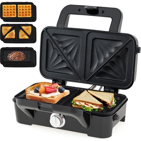 COSTWAY 3 in 1 Tostapane Piastra, Griglia Elettrica Rimovibile 1200W, con Spie Indicatrici e Manico Cool Touch, Riscaldamento Bifacciale con 5 Livelli di Temperatura, Piastra Antiaderente, 29 x 31 cm (1/5)