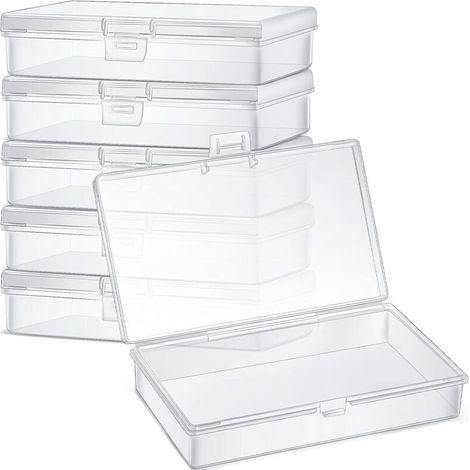 Minicontenedores de plástico transparente para guardar cuentas, joyas, tarjetas de presentación y manualidades (paquete de 6) (13,2 x 7,6 x 3 cm) (1/4)