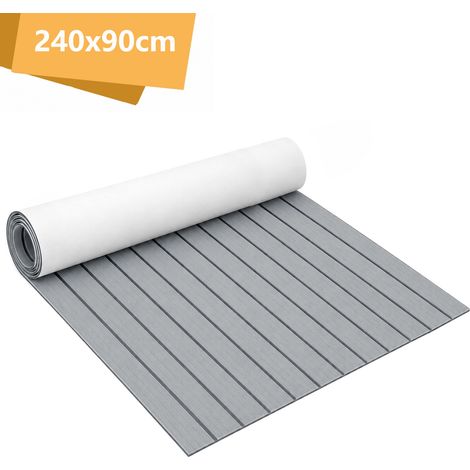 TolleTour Tappeto per Ponte Barca Autoadesivo, Rivestimento Pavimento in Schiuma EVA, Tappetino Effetto Teak per Barche, Yacht e Terrazze 240x90 cm Grigio (1/5)