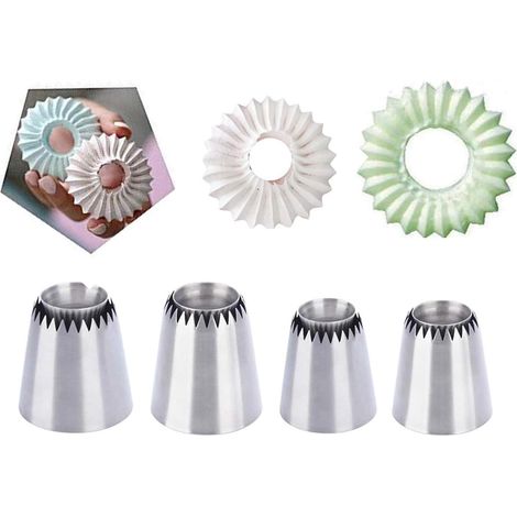 Ensemble de 4 douilles à pâtisserie pour biscuits, cupcakes et gâteaux - Grandes douilles à glaçage - Fournitures de décoration DIY (1/5)