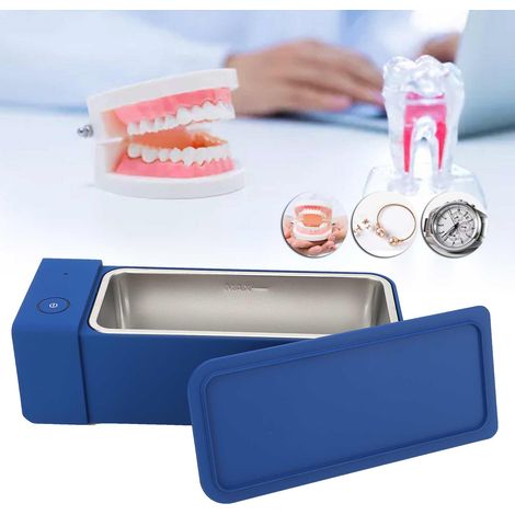 MK186 Nettoyeur ultrasonique miniature bleu 600 ml 50 kHz pour montres, prothèses dentaires, téléphones portables, cartes mères, lunettes et bijoux (norme européenne AC220-240V) (1/5)