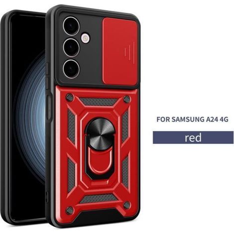 Coque Samsung Galaxy A24 4G Caméra arrière de protection de précision Coque de protection pour support antichoc - Rouge (1/5)
