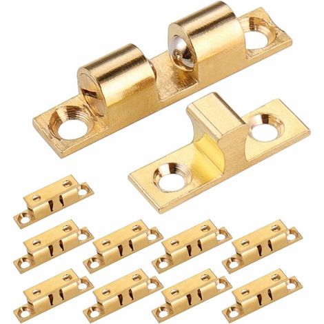 Green Mobility-12Pcs Loquet de Porte à Rouleaux Doubles, Verrou Loquet de Porte de Placard en Laiton Robuste, pour Loquet de Placard, Portes Intérieures, Armoire à Chaussures, Capacité de Charge Elevé (1/5)