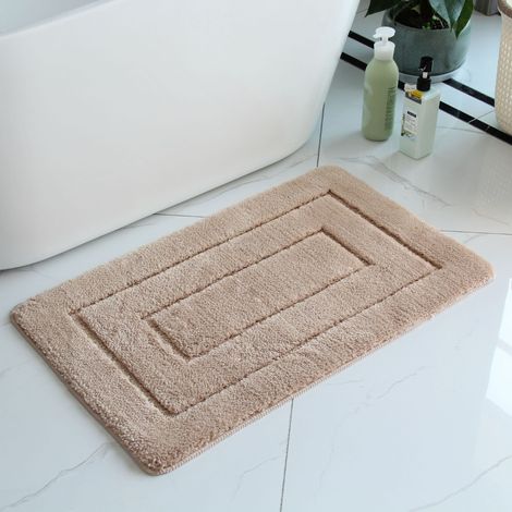 APEX Tapis de bain en TPR, 40 x 60 cm, doux, très absorbant, séchage rapide, convient aux douches et aux baignoires, beige. (1/5)
