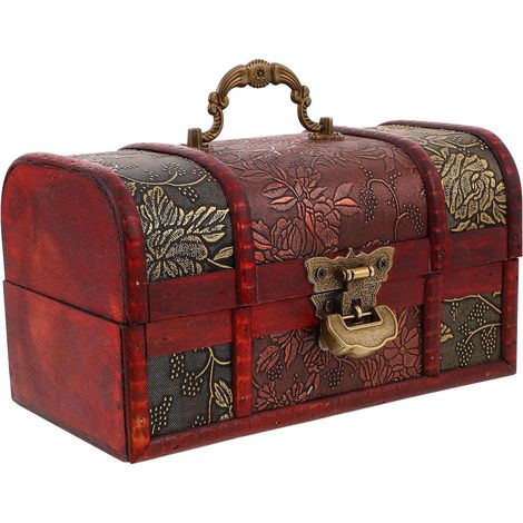 Boîte à Bijoux Vintage en Bois Massif avec Serrure Sécurisée, Organisateur Rétro Solide pour Décoration Maison et Chambre (1/5)
