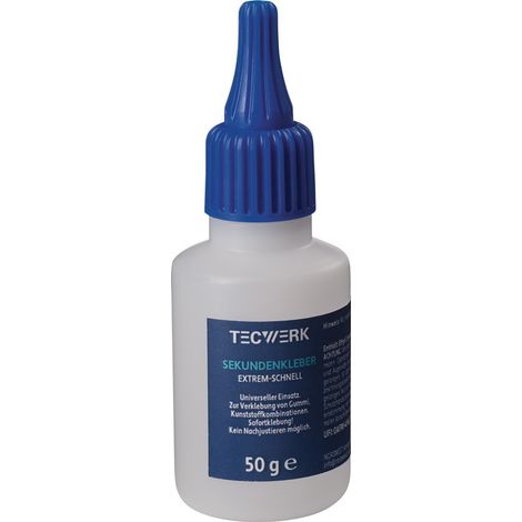 TECWERK Sekundenkleber extrem schnell 50g farblos Flasche TECWERK