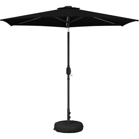 Garden Parasol with LED Lights and Base 270 x 270 cm Polyester vidaXL
