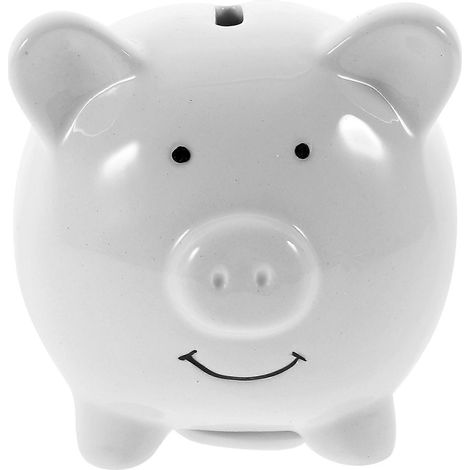 Tirelire en céramique en forme de cochon, personnalisée, pour économiser de l'argent, décoration délicate pour chambre d'enfant (blanche)-White (1/3)
