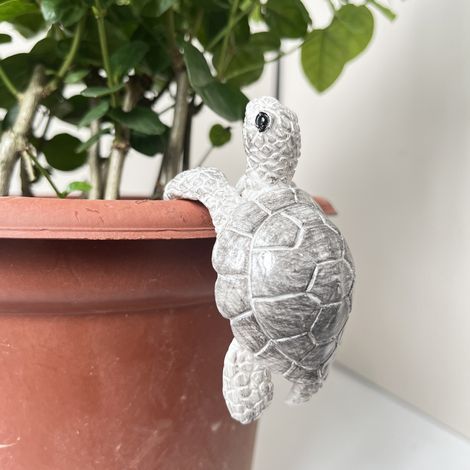 Deux sculptures de tortues en résine, ornements pour pots de fleurs de 8 cm, convenant à la décoration de jardin et de cour. (1/4)