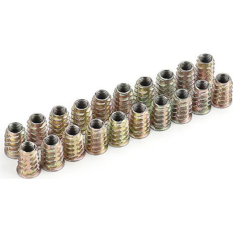 20 écrous à tête hexagonale M8 20 mm en alliage de zinc pour meubles, filetés pour inserts en bois (1/4)