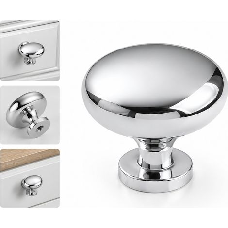 2 Pcs Poignee Meuble Ronde Chrome Brillant 6050 Zinc Diametre 2.8 cm Hauteur 2.5 cm Tiroir Placard Armoire Commode Style Francais Chic (1/5)