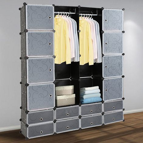 Randaco Kleiderschrank Regalsystem DIY Regal Stabil Steckregal 16 Boxen/Dekor bedruckt (1/5)