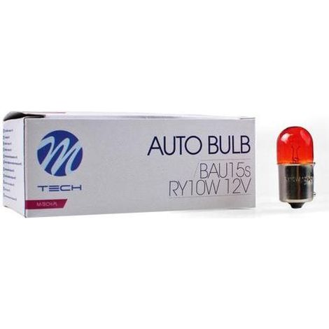 AMPOULES HALOGENES RY10W BAU15S 12V 10W ORANGE (BOITE DE 10) MTECH