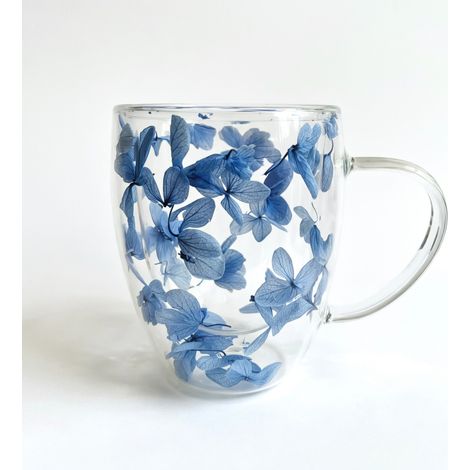 Verre à double paroi fleurs séchées et sable doré 350 ml motif n° 19 (1/5)