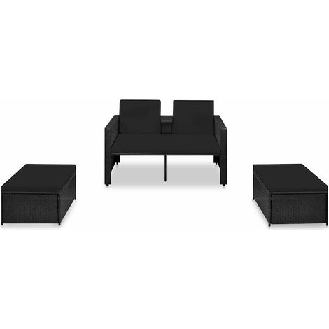 Maison Exclusive - 3-tlg. Garten-Lounge-Set mit Auflagen Poly Rat (1/5)