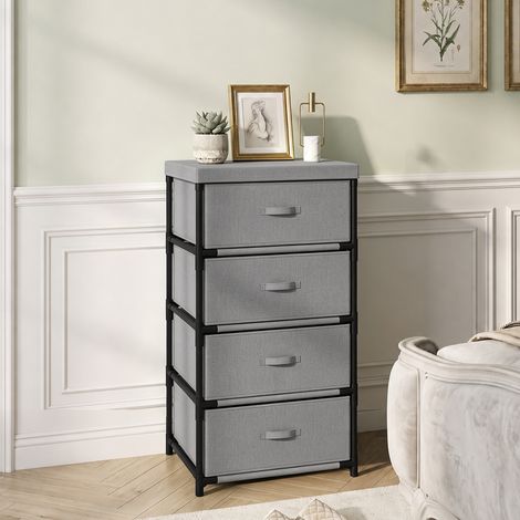 Commode à structure en acier et 4 tiroirs, 42 x 32 x 80 cm, gris/noir (1/5)