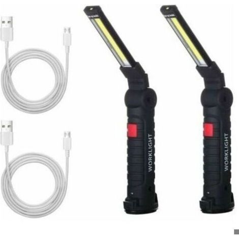 2X Lampe De Travail Cob Baladeuse Led Rechargeable Lampe Atelier Cob Torche Lampe De Poche Lampe De (1/5)