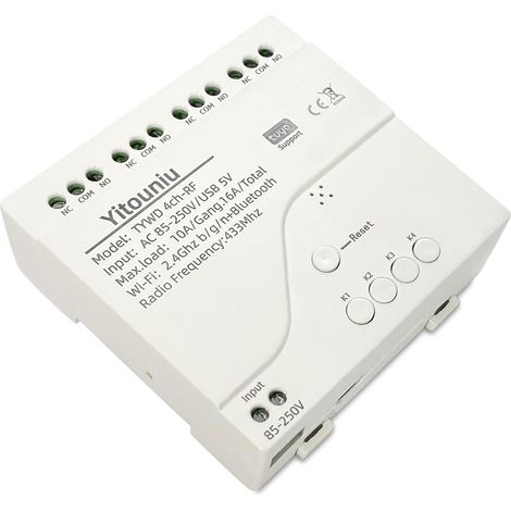 Module de commutation à fermeture automatique 4 canaux AC 85-250 V/USB 5 V WiFi RF Bluetooth Compatible avec 15 (1/5)
