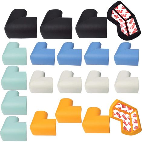 Lot de 20 protections d'angle et protections de bord, protections de pare-chocs en mousse souple, couvertures d'angle, multicolore (1/5)