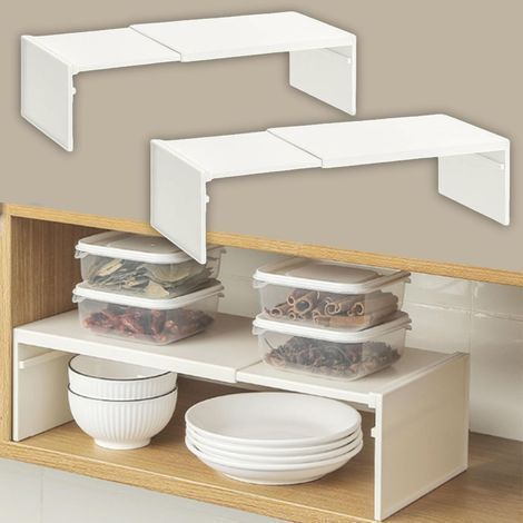 2er-Set Aufbewahrungsregale, Schrankorganizer, Gewürzregal für die Küche, ausziehbares Regal, Schrankregal, für Küchenarbeitsplatte, Badezimmer, Küche, Waschküche (1/5)