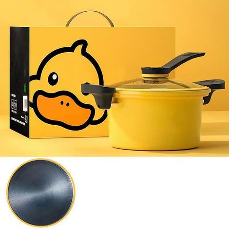 Casserole micro-pression 3.5L en pierre médicale antiadhésive, jaune canard, compatible induction, mijoteuse jaune (1/5)
