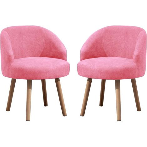 Tub Chairs Set of 2, Linen Fabric Armchair for Living Room, Lounge Sofa Chair Occasional Chair for Reception Bedroom (Pink) (1/5)