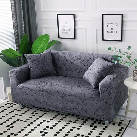 3-Sitzer-Sofa-Bezug – Geometrisches Muster – Grau – Waschmaschinengeeignet – Modernes Design