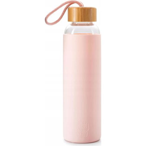 Botella de vidrio rosa de 500 ml con diseño de Maneki Neko de Donkey. (1/4)