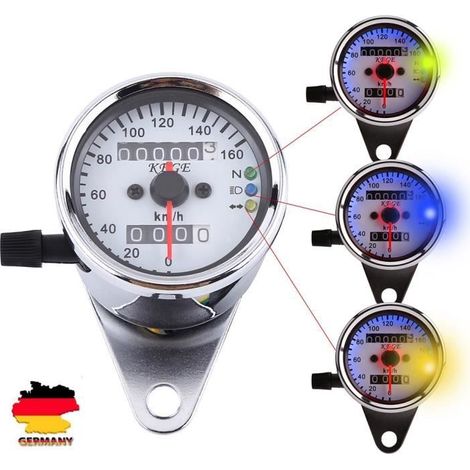 Moto Universel Double Compteur Kilométrique Jauge De Vitesse Odomètre signal de lecture KM / H LED 12V argent (1/4)