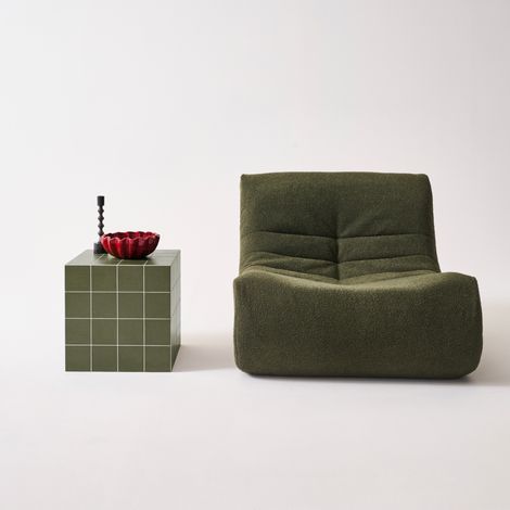 Table basse. table d'appoint cubique imitation carreaux de ciment kaki 40x40cm - Kubeeek (1/4)